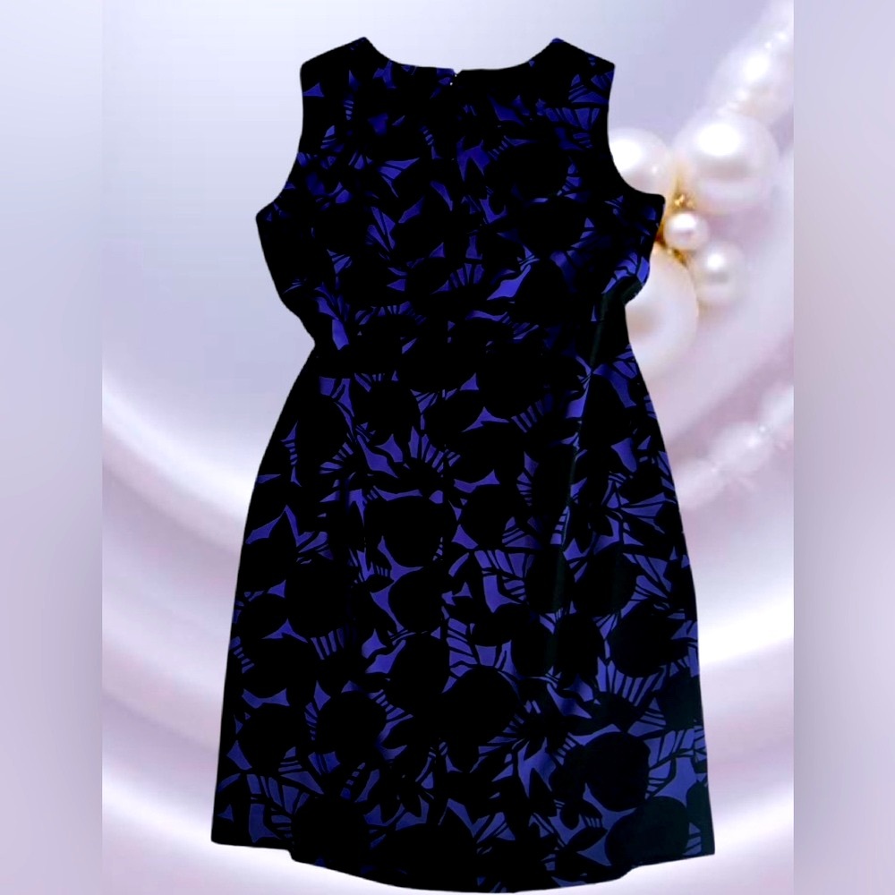 Kasper Black and Purple Sleeveless Midi Dress - Picture 2 of 3